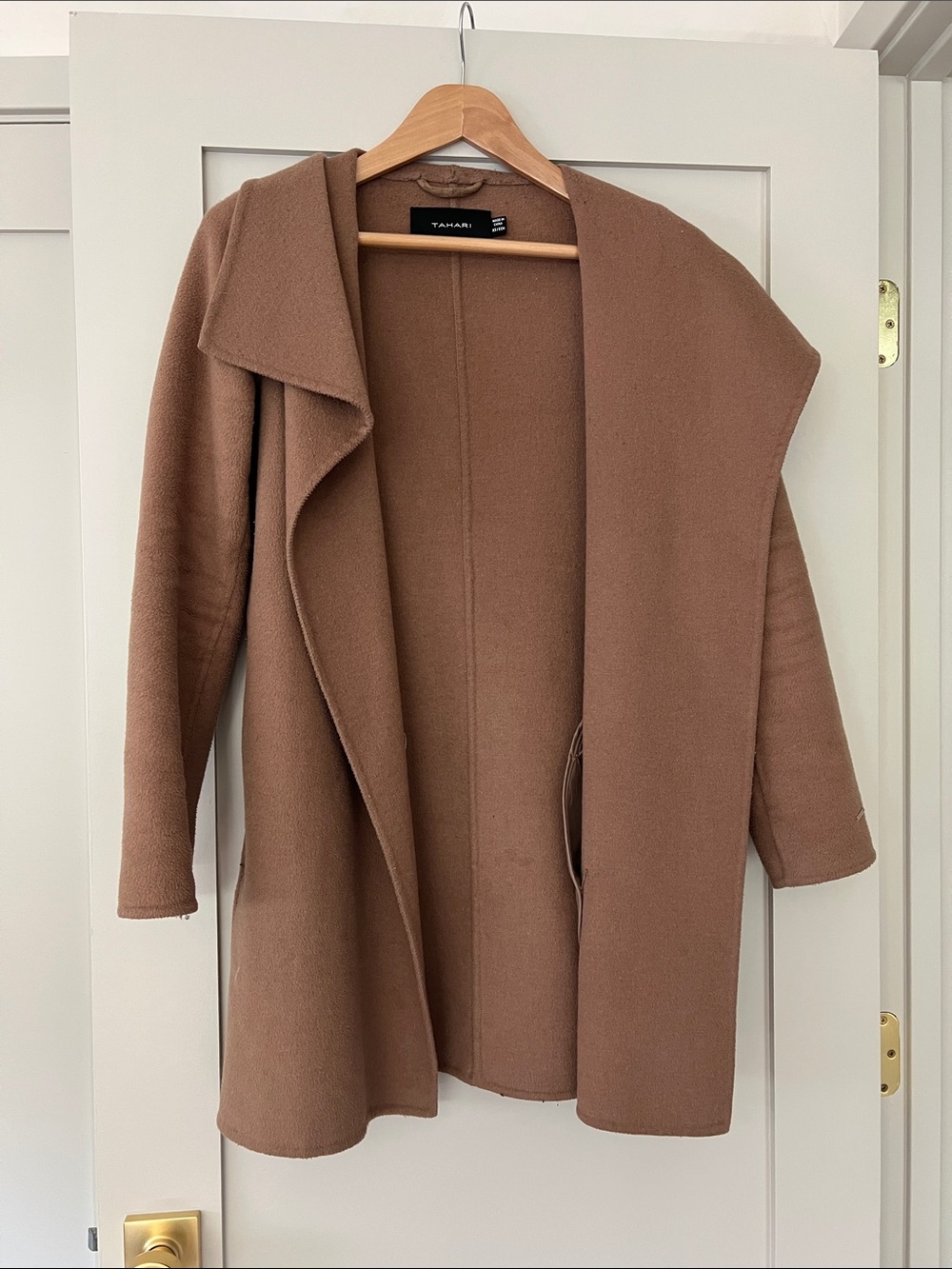 Tahari Open-Front Camel Trench Coat